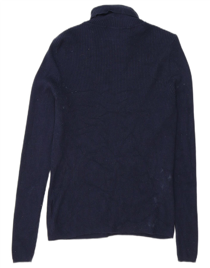 MARKS & SPENCER Womens Roll Neck Jumper Sweater UK 14 Medium Navy Blue