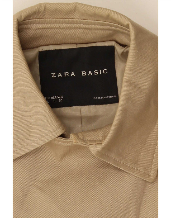 Zara Kvinder Kort Trench Coat UK 14 Stor Beige