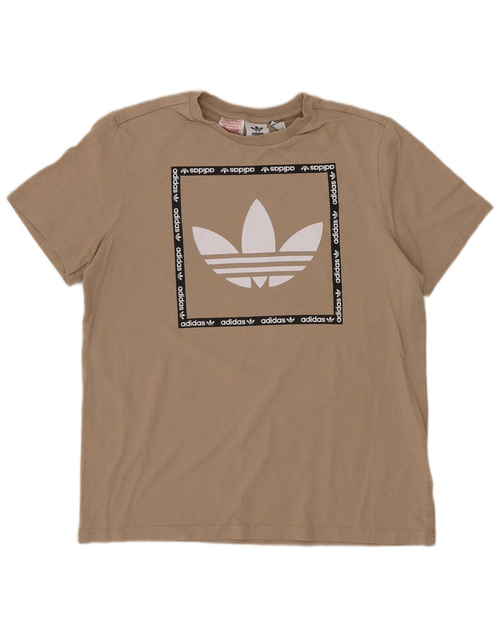 Adidas drenge grafisk t-shirt top 13-14 år beige bomuld