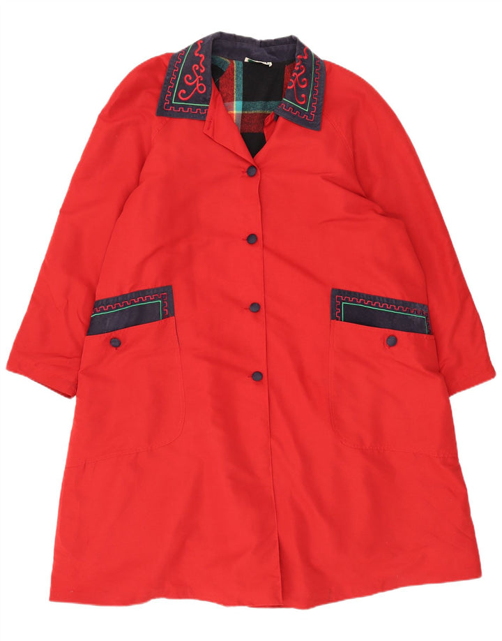 VINTAGE Womens Oversized Trench Coat UK 18 XL Red Colourblock