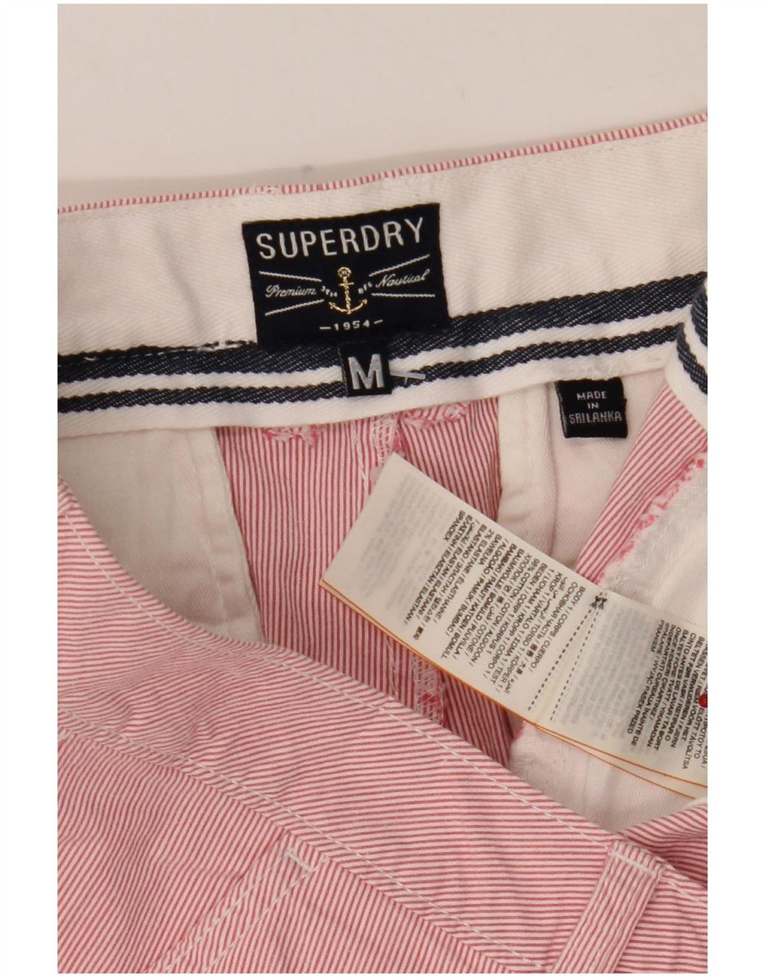 Superdry Chino Shorts til mænd Medium W32 Pink nålestribet bomuld