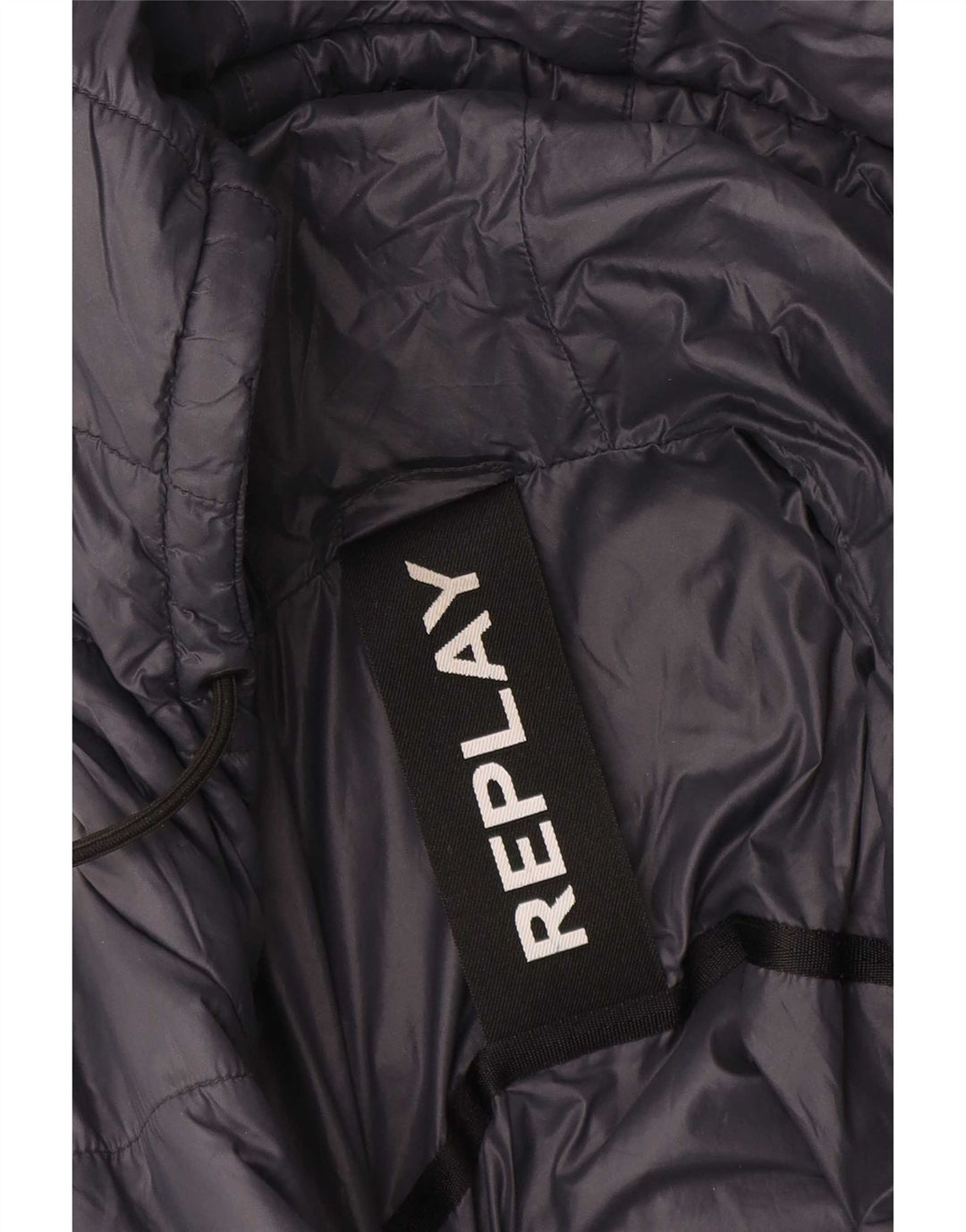 Replay Dame Hooded Padded Jacket UK 14 Large Navy Blue