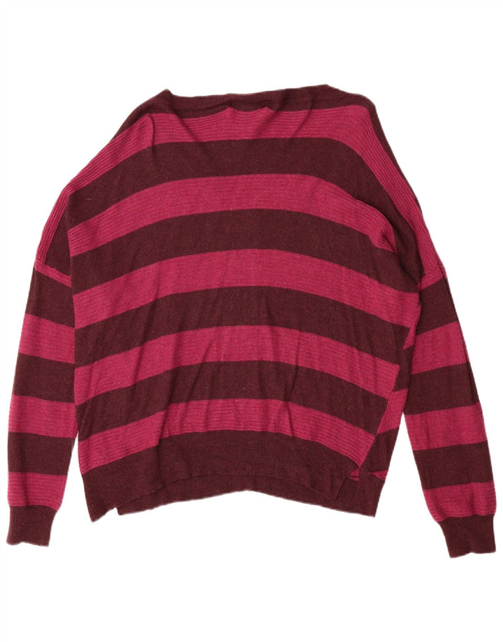 MOSSIMO Womens V-Neck Jumper Sweater UK 18 XL Red Striped Nylon