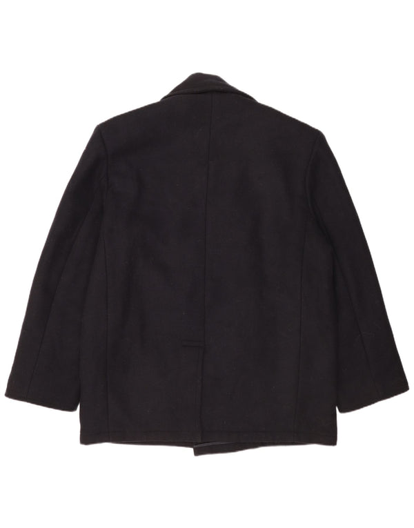 MFH Mens Pea Coat UK 38 Medium Navy Blue Wool