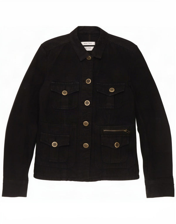 Zara Dame Trafaluc Utility Jacket UK 14 Medium Black Cotton