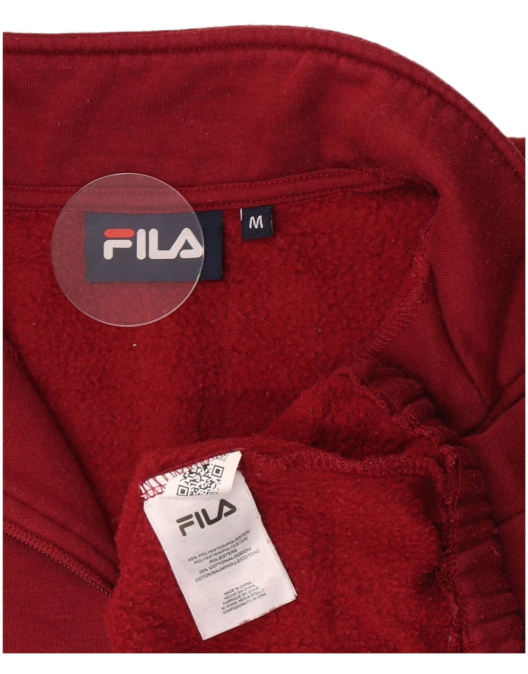 Fila Womens Crop Sweatshirt Jumper UK 14 Medium Burgundy Colourblock