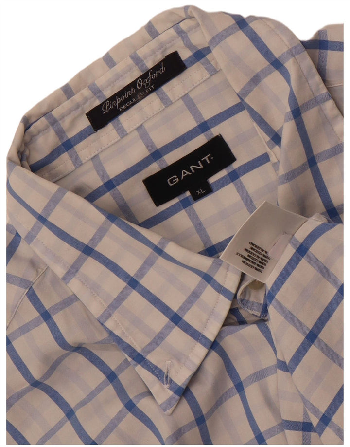 Gant herre Regular Fit skjorte XL hvid ternet bomuld