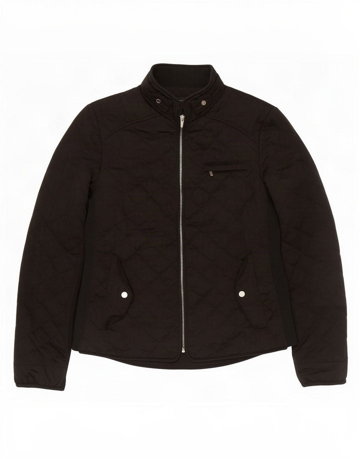 Zara Quiltet jakke til kvinder UK 12 Medium Sort Polyester