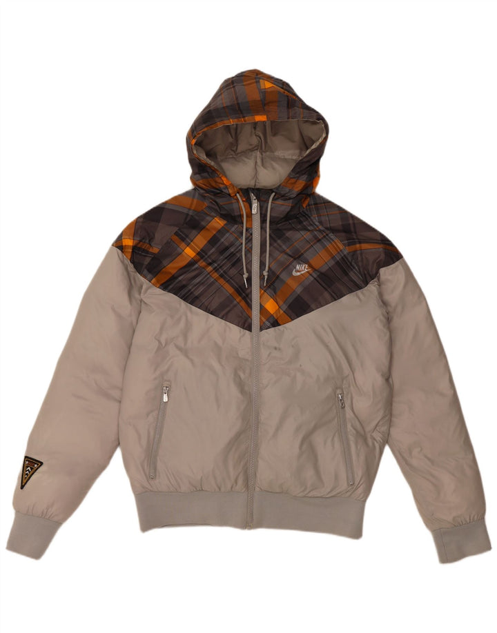 Nike Polstret jakke med hætte til mænd UK 36 Small Grey Colourblock Polyester