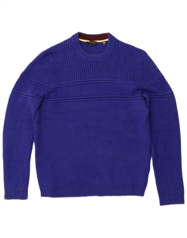 TED BAKER Herre sweater med rund hals str. 3 Medium Blå Bomuld
