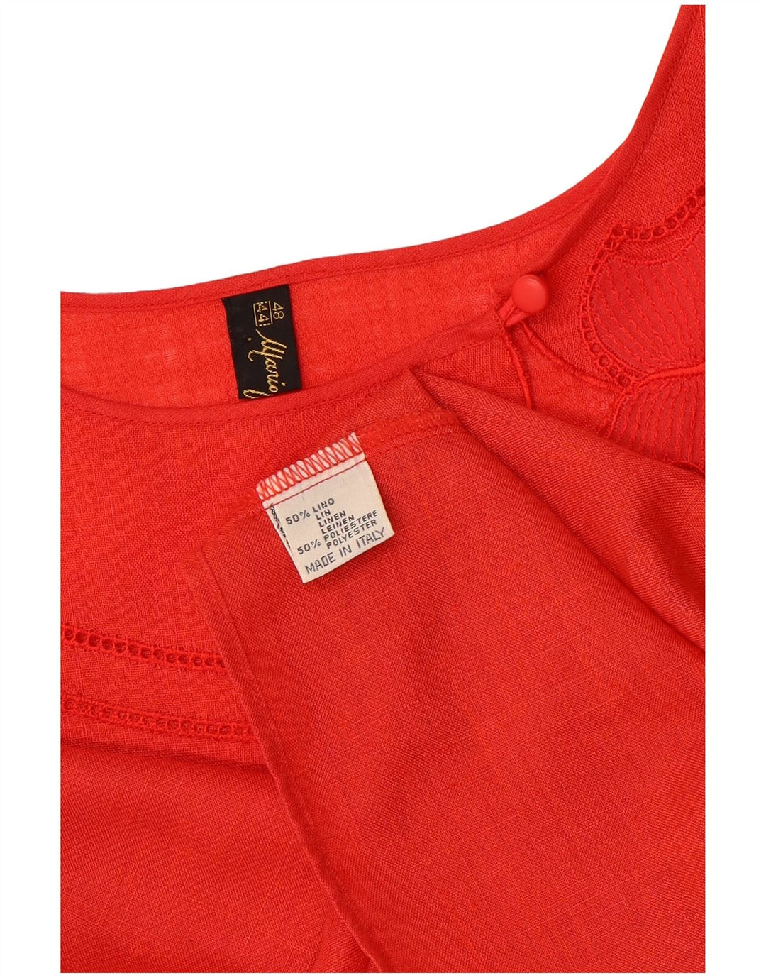 Mario Pucci Cecconi Dame Bluse Top IT 48 XL Rød Linen