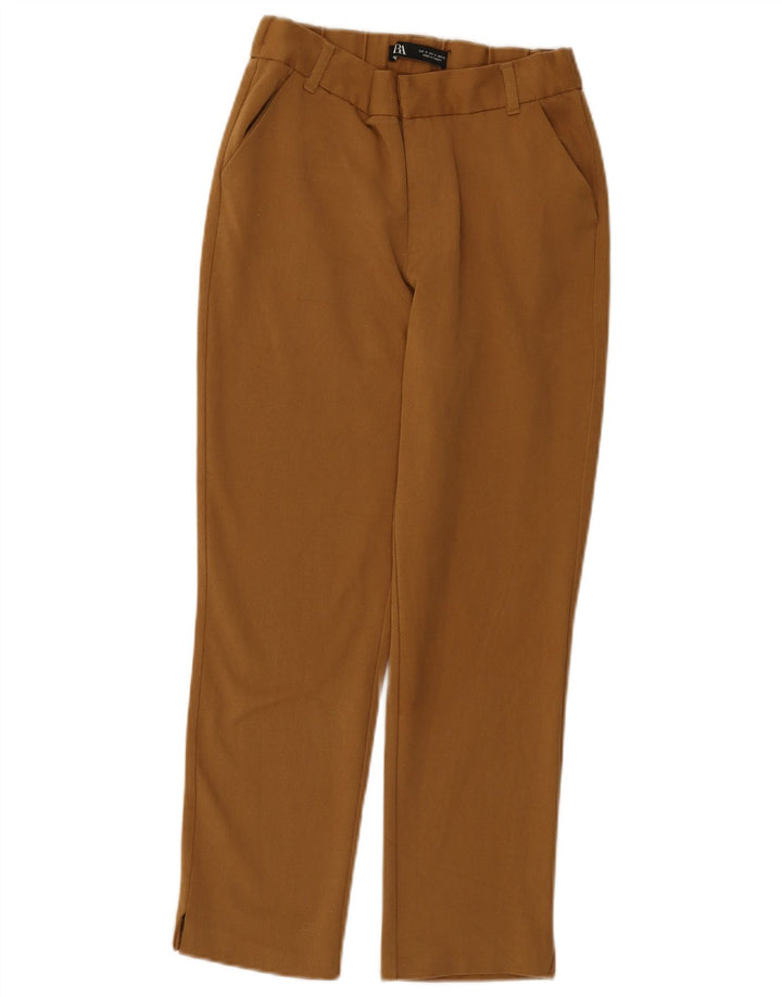 Zara Womens Cropped Trousers Small W26 L24 Brun