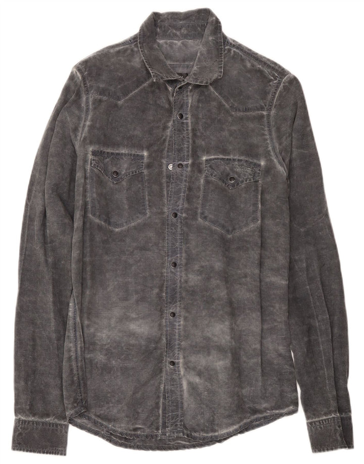 Roy Rogers Herre Acid Wash Skjorte Stor Grå Lyocell