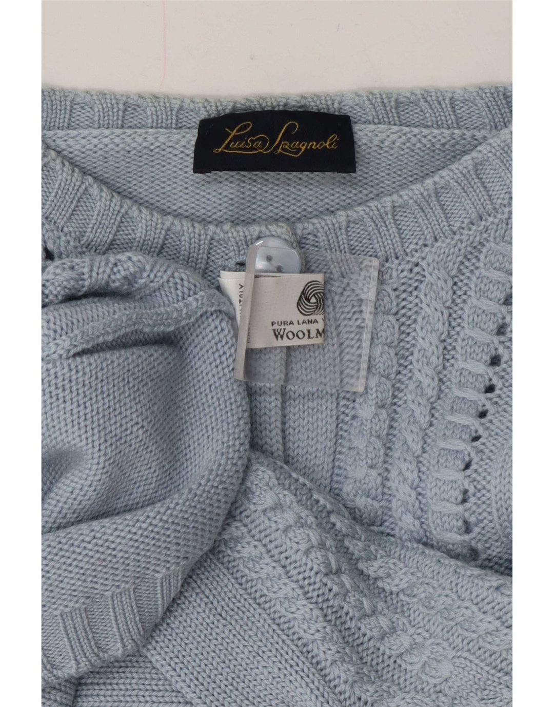 Luisa Spagnoli Dame Cardigan Sweater UK 16 Large Blue Wool