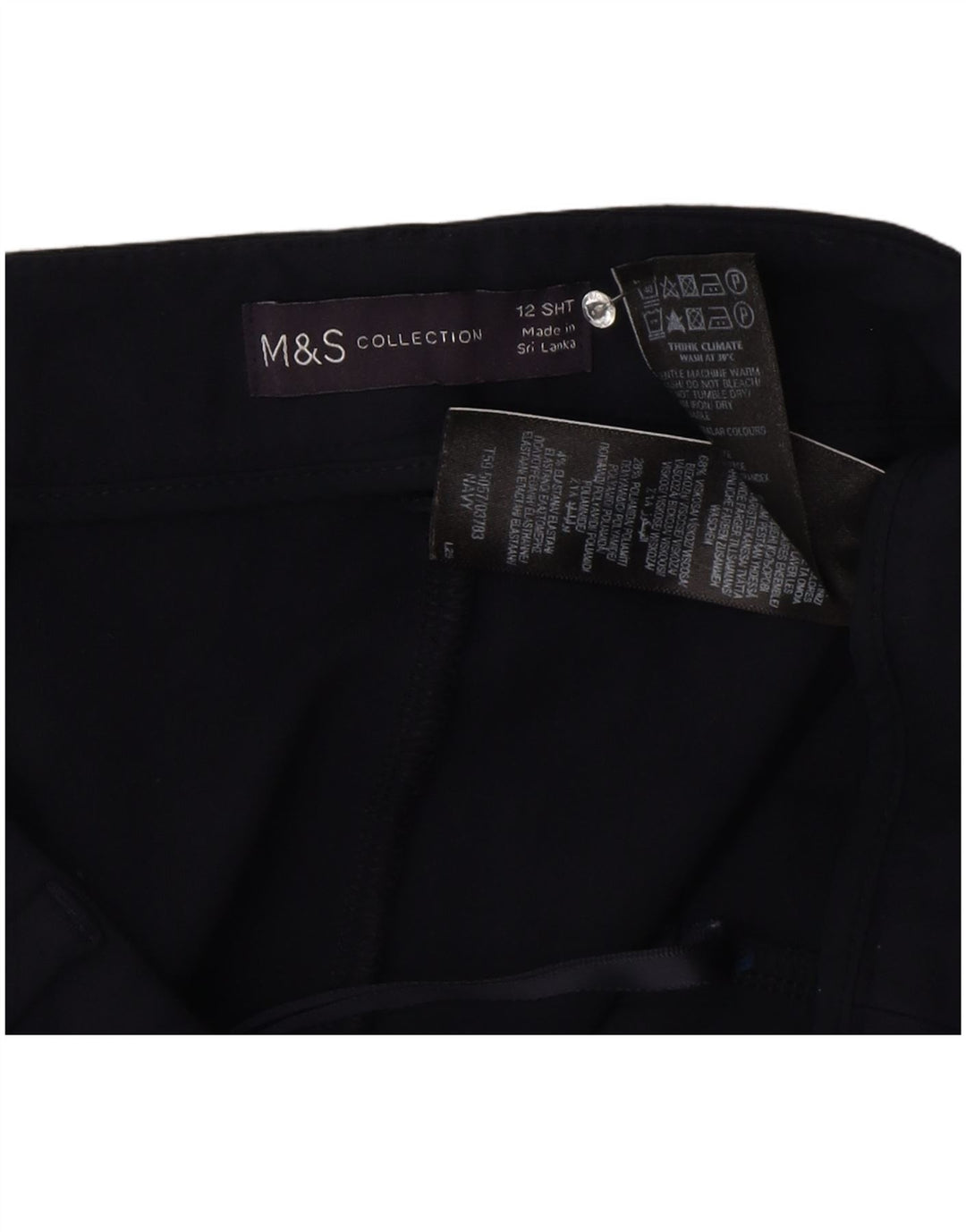 Marks & Spencer Dame Cropped Trousers UK 12 Medium W30 L25 Navy Blue