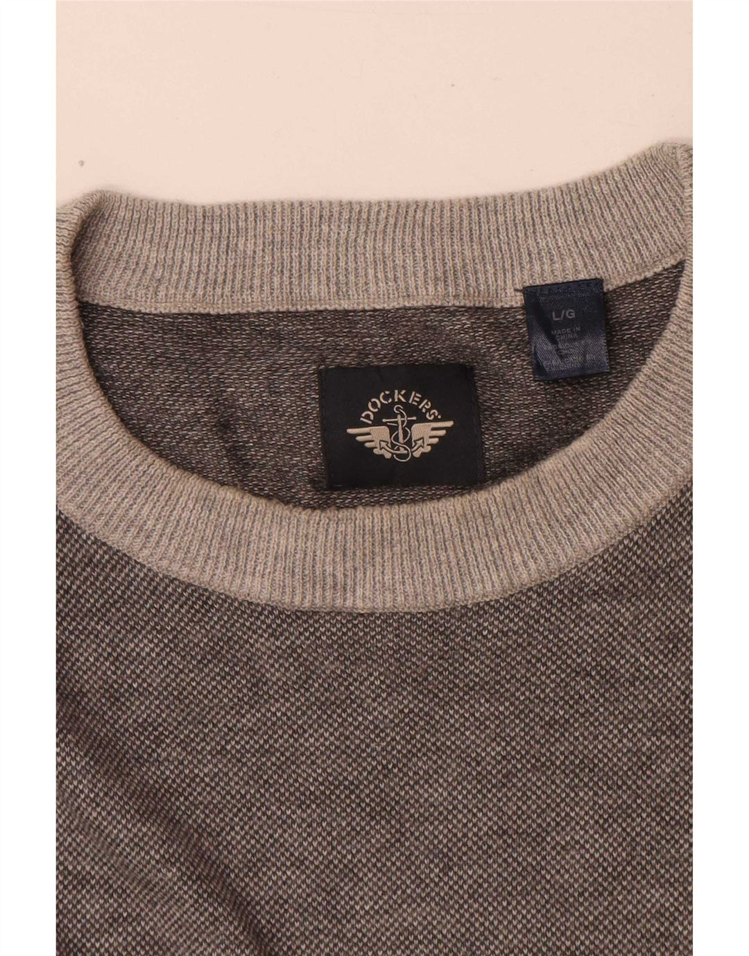 Dockers Herre Crew Neck trøje Sweater Large Grå Flecked