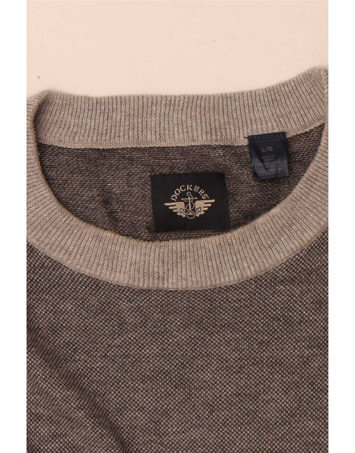 Dockers Herre Crew Neck trøje Sweater Large Grå Flecked