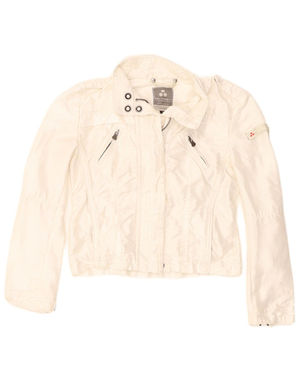 PEUTEREY Womens Crop Bomber Jacket IT 40 Small White