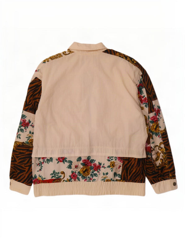 Andy Johns Dame Oversized regnjakke UK 14 Medium Off White Animal Print