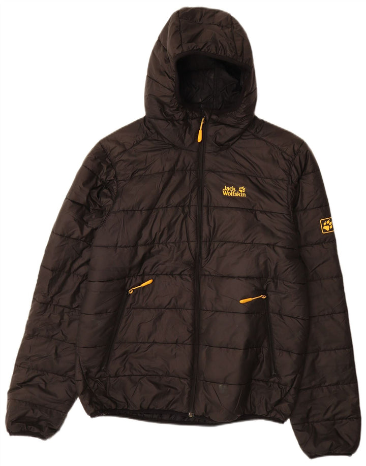 JACK WOLFSKIN Herre hættepolstret jakke UK 34 Lille sort polyester