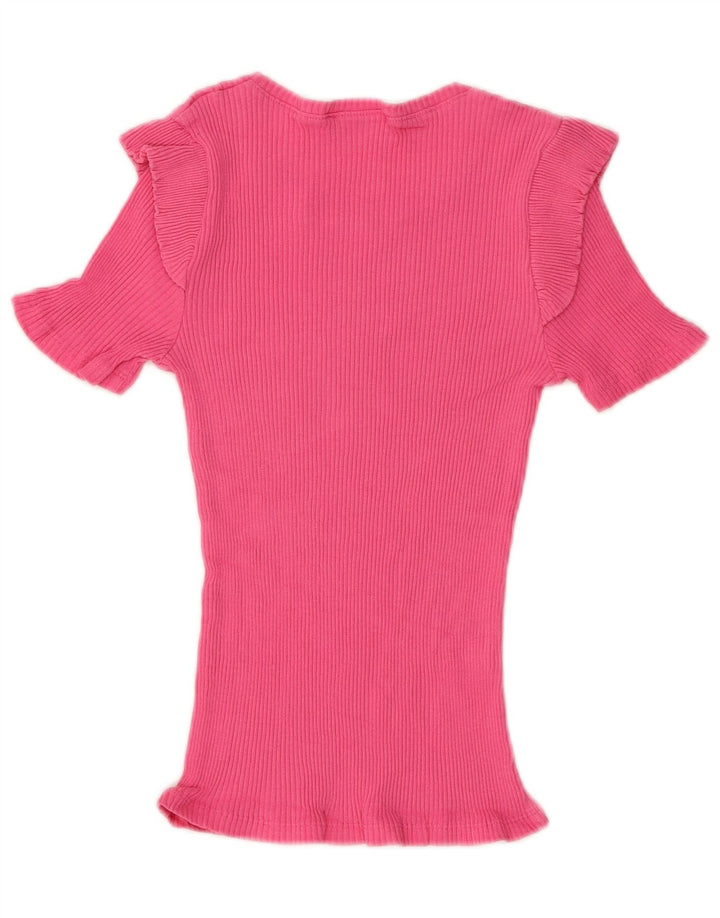 Zara Dame Bluse Top UK 8 Small Pink