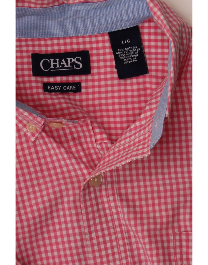 CHAPS Mens Easy Care Shirt Large Pink Gingham Cotton Vintage Chaps and Second-Hand Chaps from Messina Hembry 