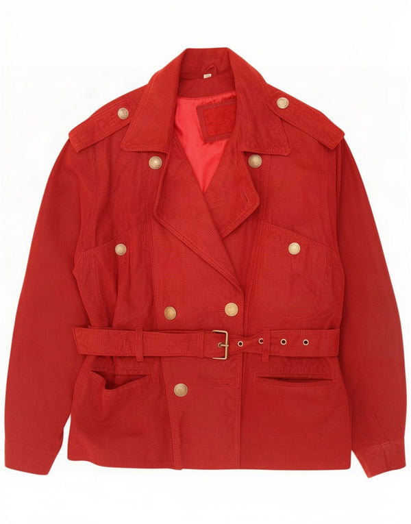 Vintage Womens Suede Jacket EU 36 Small Red Leather