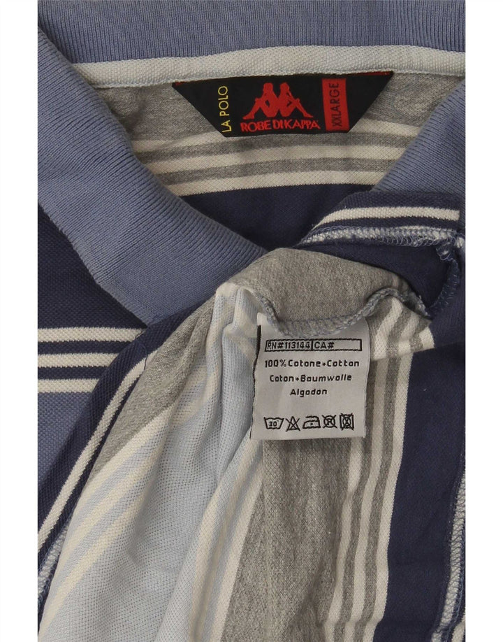 Kappa herre poloshirt 2XL blå stribet bomuld