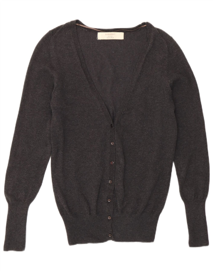 Zara Dame Cardigan Sweater UK 10 Small Grå