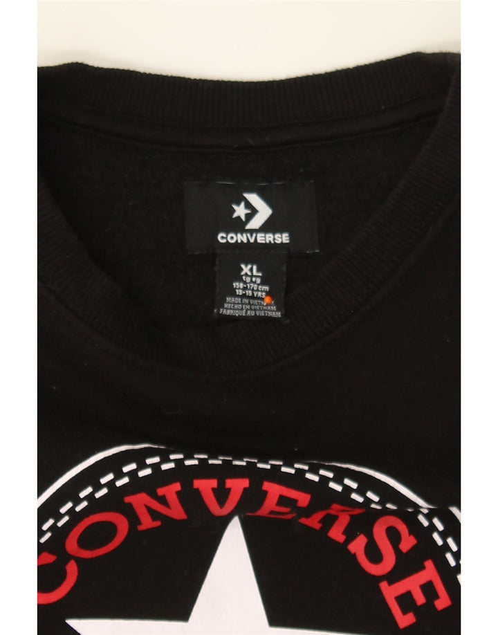 CONVERSE Boys Graphic Sweatshirt Jumper 13-14 Years XL Black Vintage Converse and Second-Hand Converse from Messina Hembry 