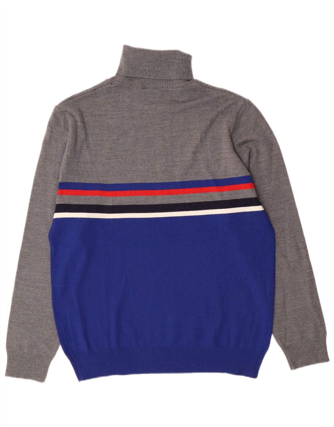 Vintage Herre rullehals sweater XL Grå Colourblock Akryl