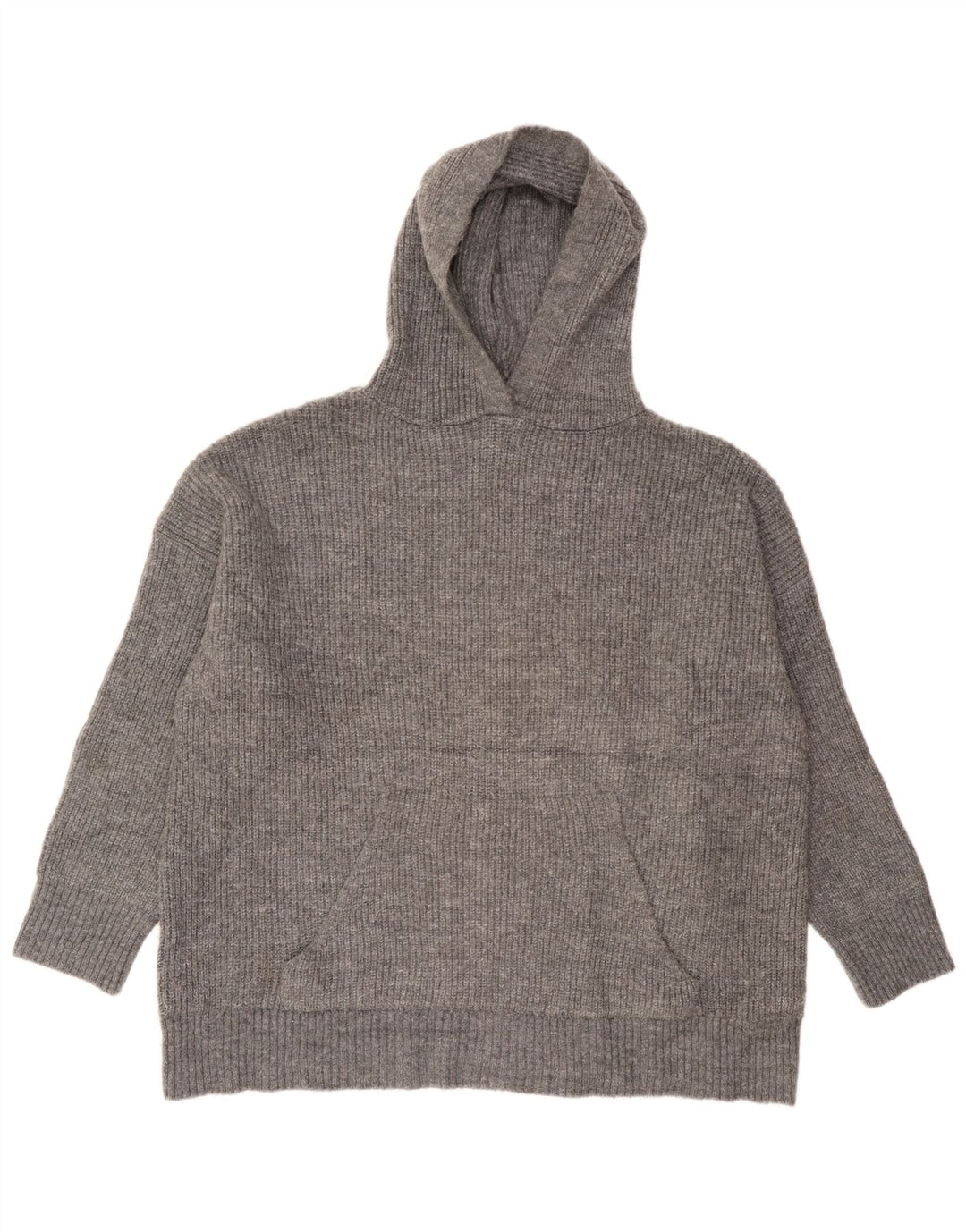 Zara Dame hættetrøje oversize sweater UK 14 Medium Grå Akryl