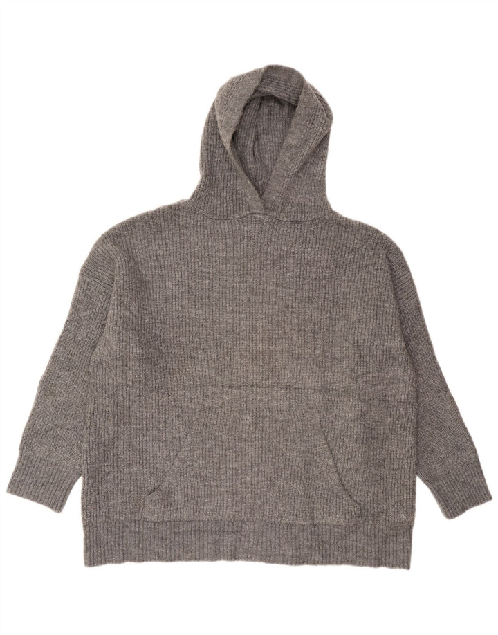 Zara Dame hættetrøje oversize sweater UK 14 Medium Grå Akryl