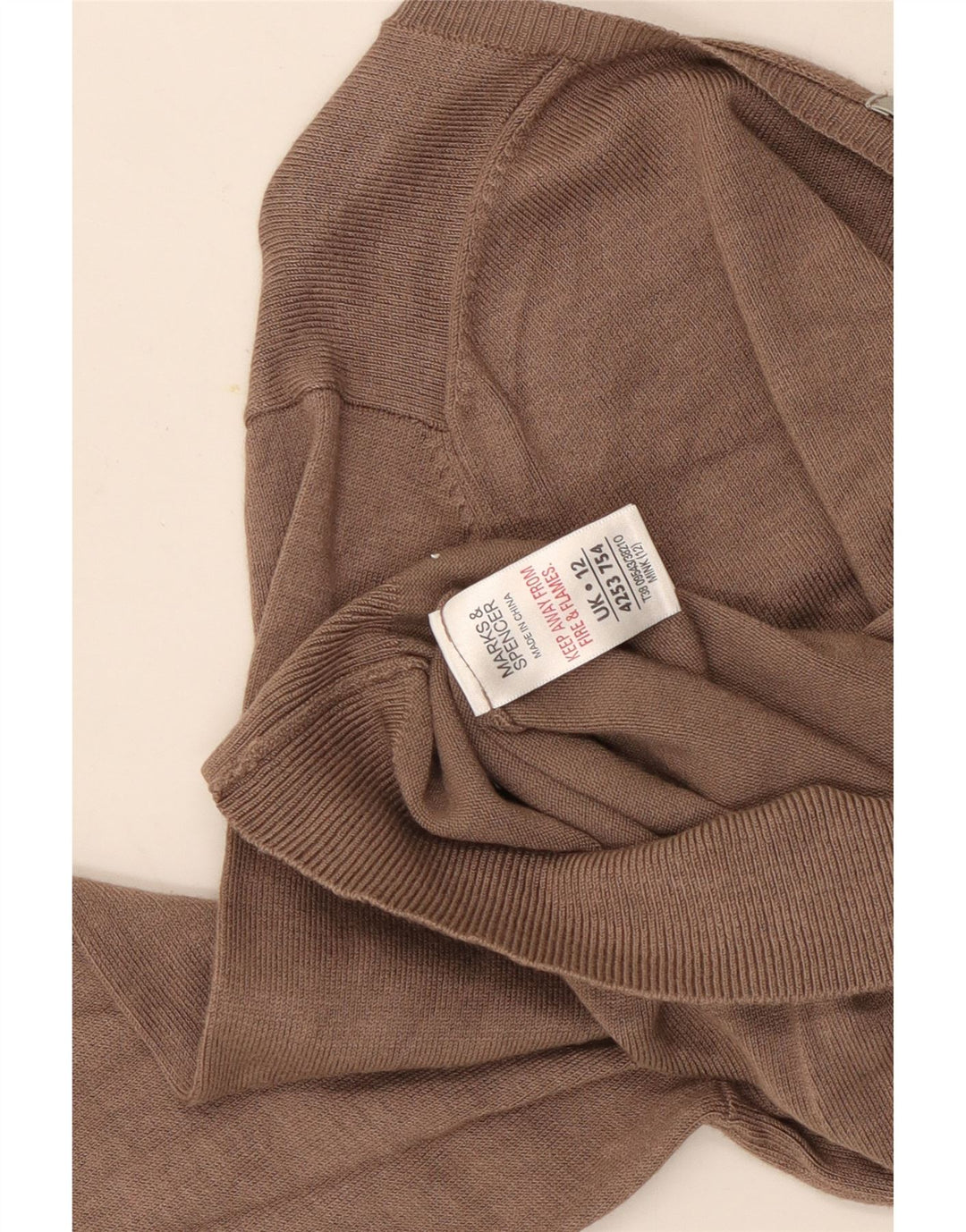 Marks & Spencer Dame V-hals sweater UK 12 Medium Brown Viscose