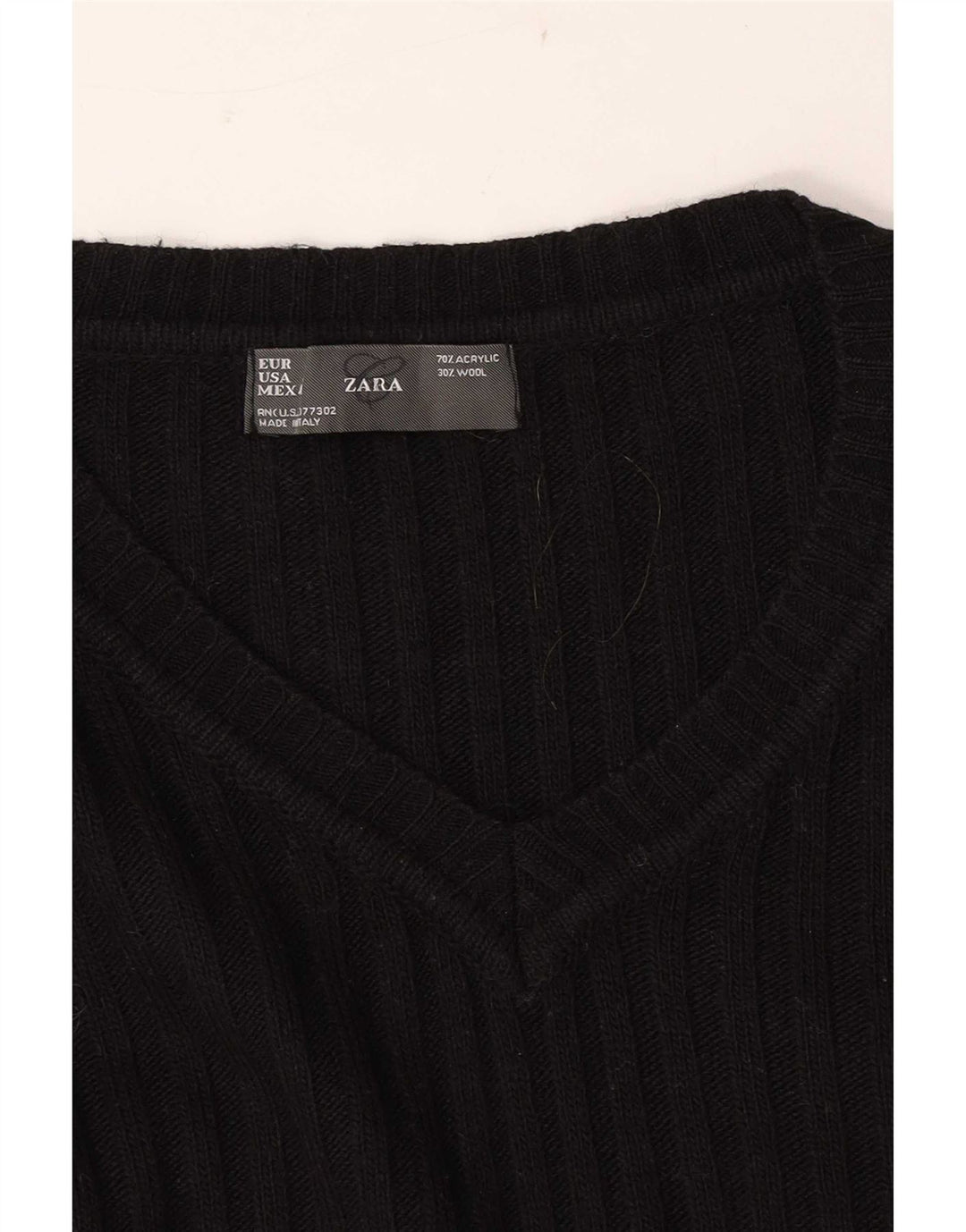 Zara Herre V-hals sweater Stor Sort Akryl