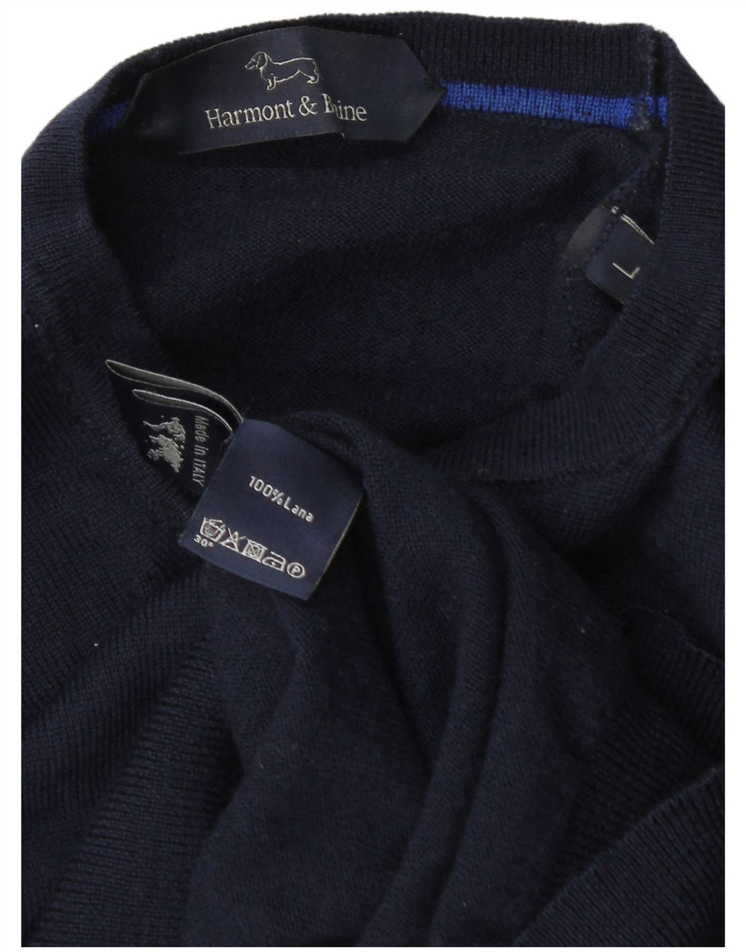 Harmont & Blaine Herre sweater med rund hals, stor marineblå uld