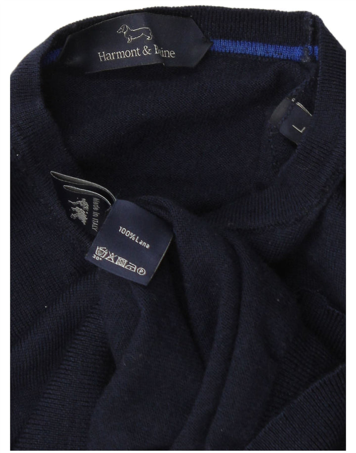 Harmont & Blaine Herre sweater med rund hals, stor marineblå uld