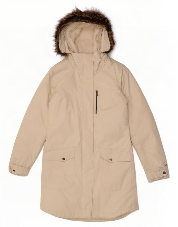 Columbia Dame Hætte Oversized Polstret Frakke UK 10 Small Off White