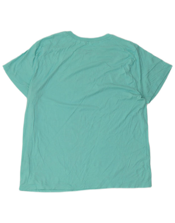 Champion Dame Grafisk T-Shirt Top UK 14 Stor turkis bomuld