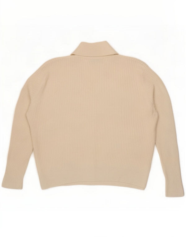 Marks & Spencer Dame Polo Neck Sweater Sweater UK 22 3XL Off White Viscose