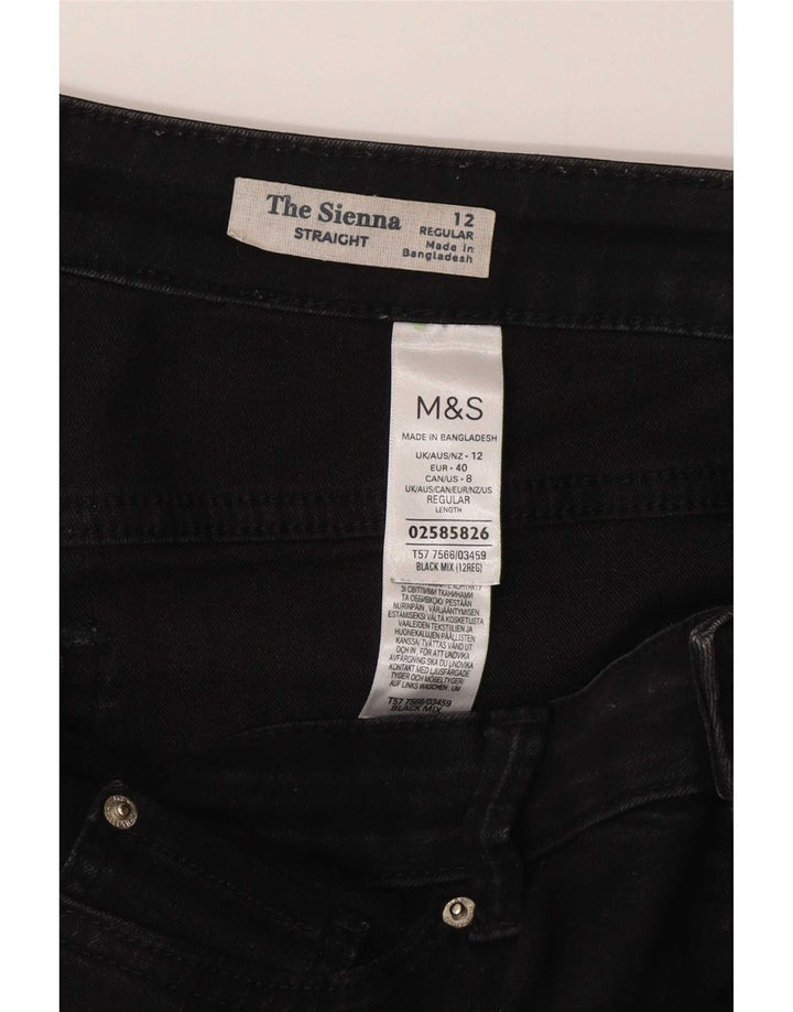 Marks & Spencer Womens The Sienna Straight Jeans UK 12 Medium W32 L30 Black
