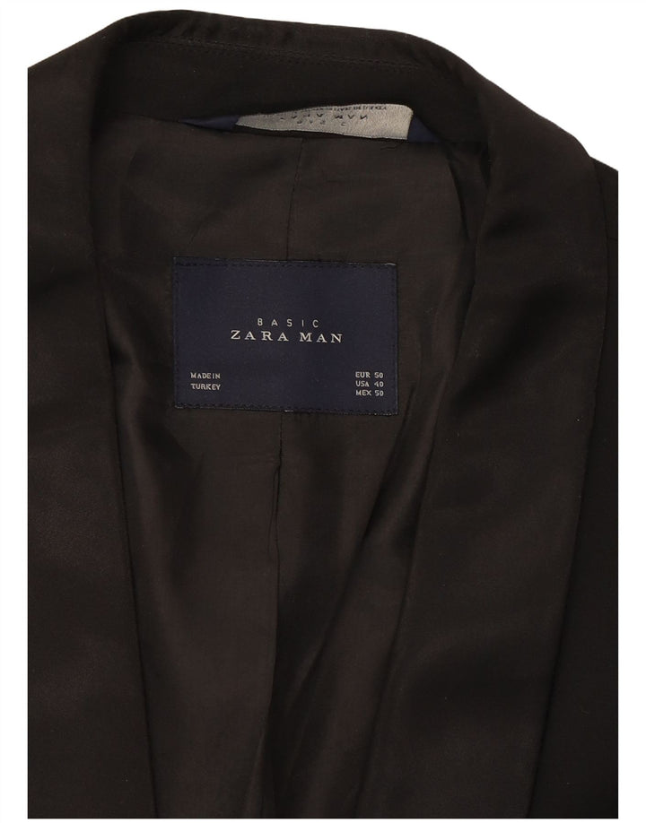Zara Herre 2-knaps blazerjakke EU 50 Medium Sort