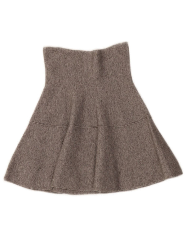 Zara Dame Højtalje Strik A-Line nederdel Small W26 Grå Viscose