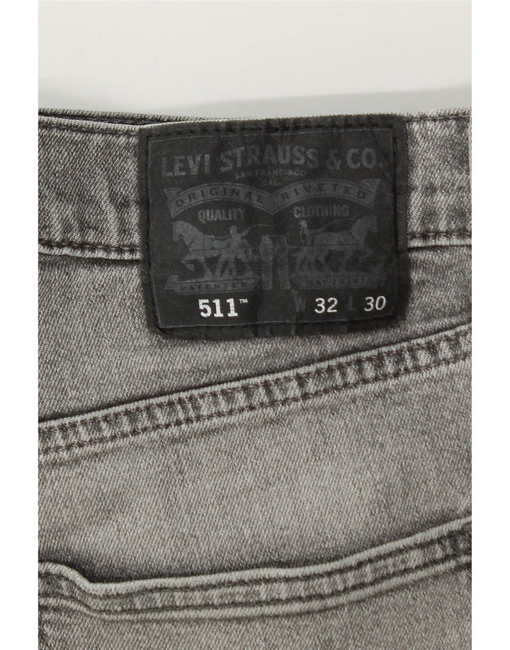 Levi's Herre 511 Distressed Slim Jeans 32 L30 Grå Bomuld