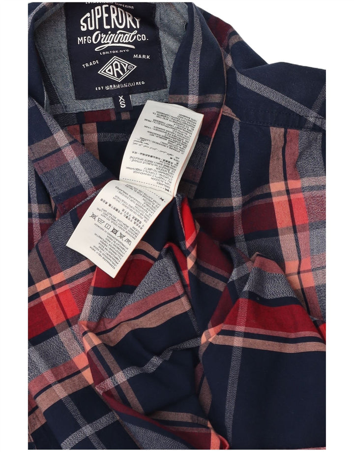 Superdry herreskjorte XS marineblå ternet bomuld