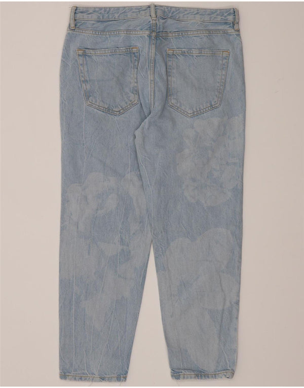 Zara Herre Acid Wash Cropped Jeans EU 42 Large W32 L26 Blue Floral