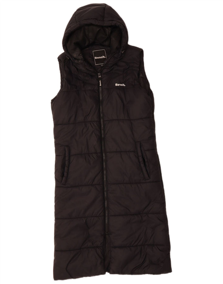 BÆNK Dame Oversized Longline Hætte polstret Gilet UK 10 Small Black