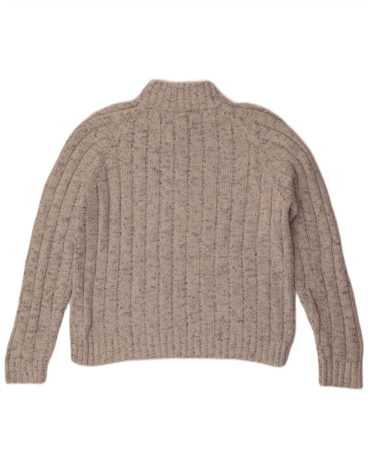 Marks & Spencer Herre sweater med lynlåshals, stor grå flækket akryl