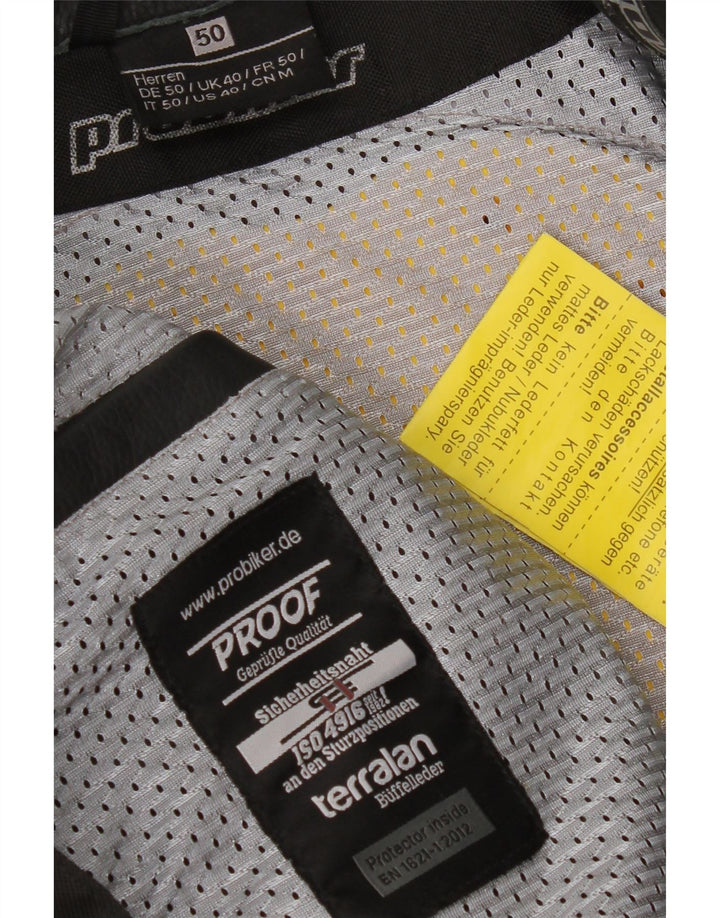 Probiker Herre Motorcykel Læder Biker Jakke EU 50 Stor Sort Læder