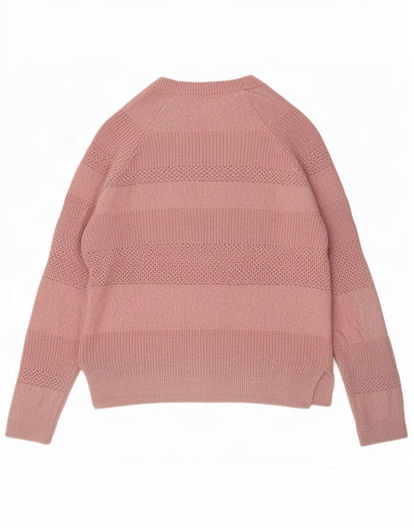 Fat Face Womens Boat Neck Jumper Sweater UK 12 Medium Pink Striped Cotton